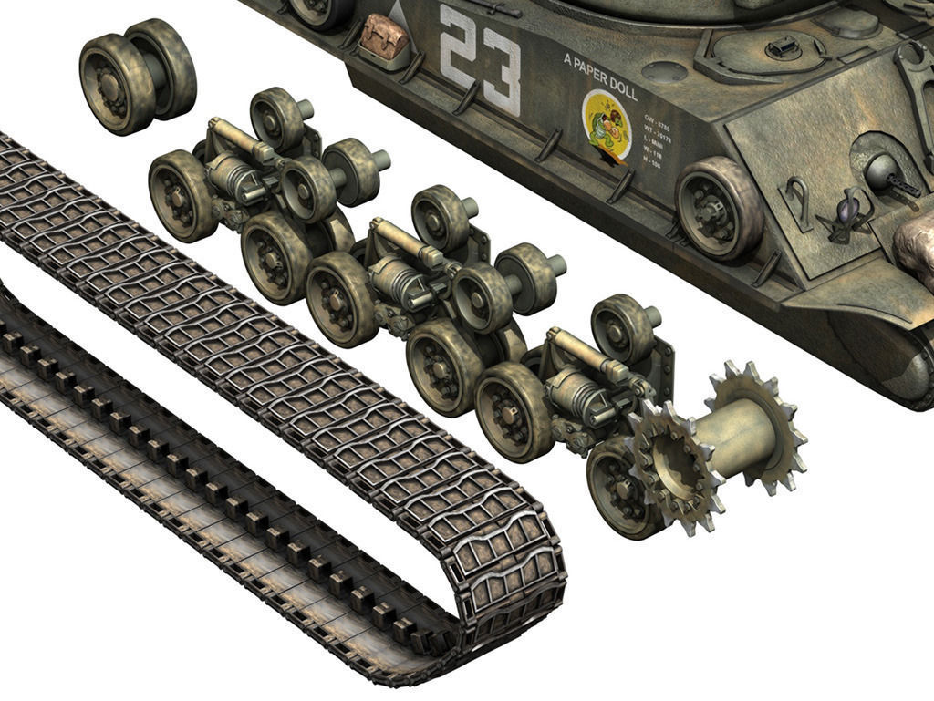 M4A3E8 Sherman - Easy Eight - A Paper Doll 3D model_10