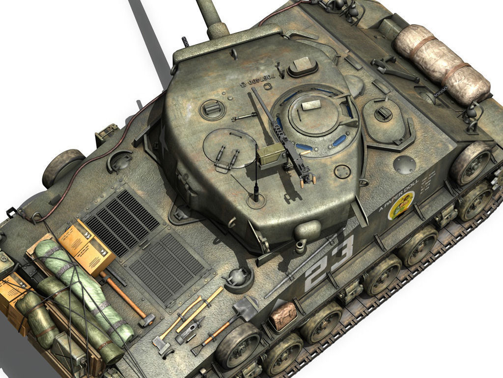 M4A3E8 Sherman - Easy Eight - A Paper Doll 3D model_9