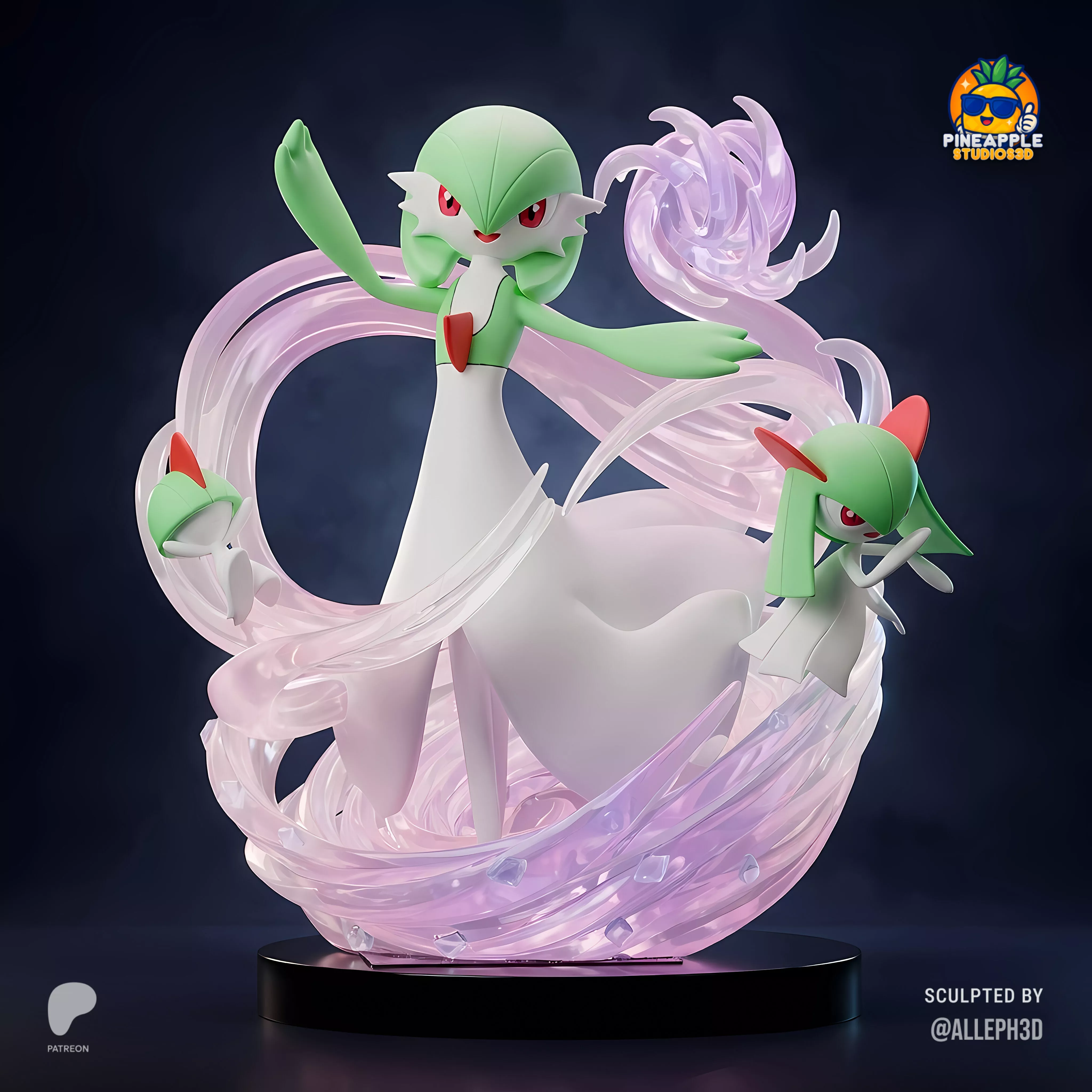 ralts kirlia and gardevoir diorama 3D print model