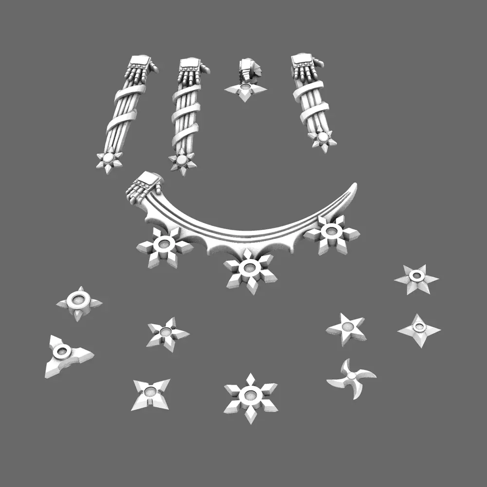 Cyber Samurai Shuriken Stars RIGHT 3D print model