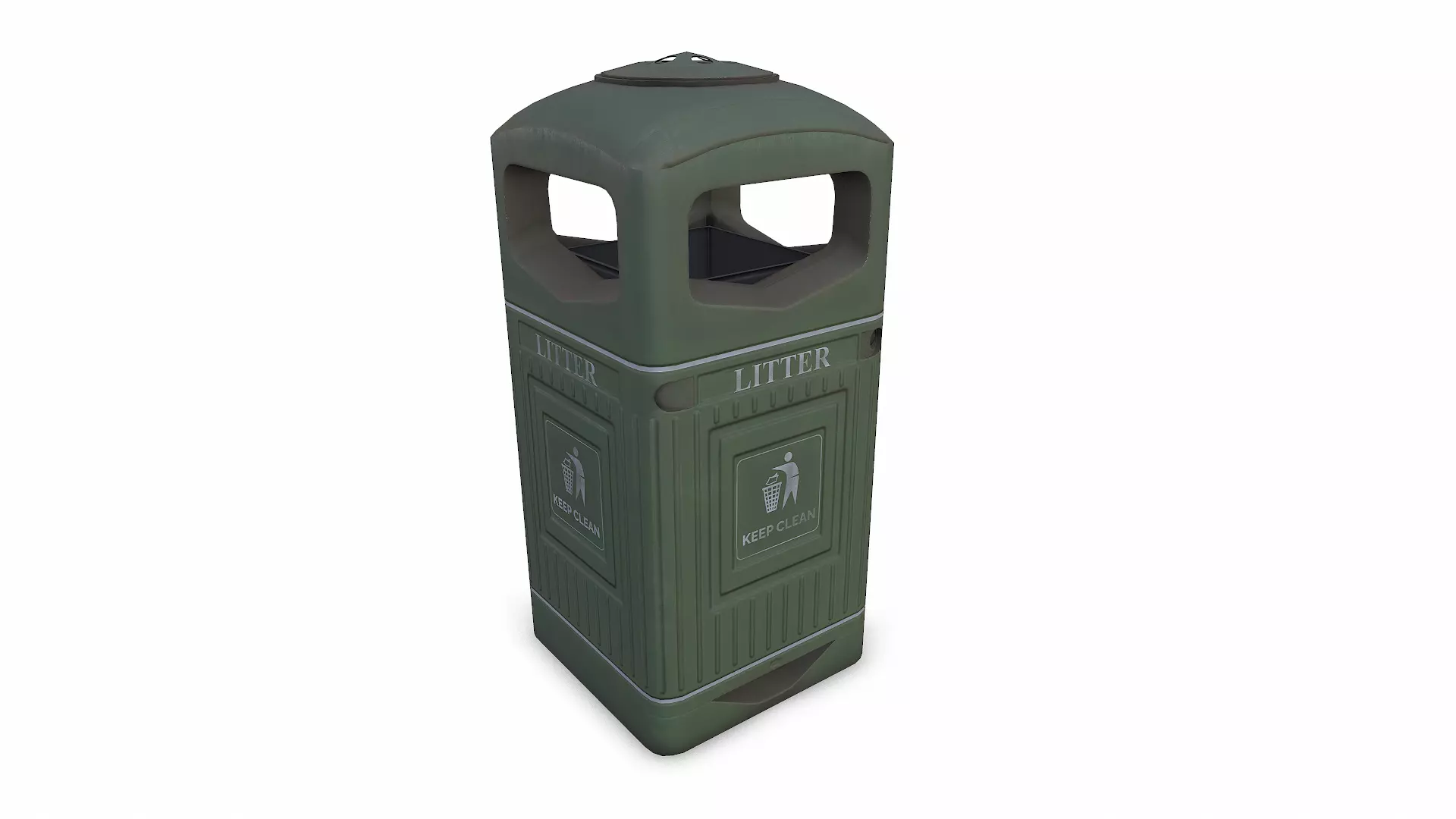 Street Litter Bin Trash Can 02 Low-poly PBR Low-poly 3D model