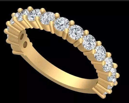 15 Stone Round Diamond Three Quarter Eternity Wedding Band Free 3D print model