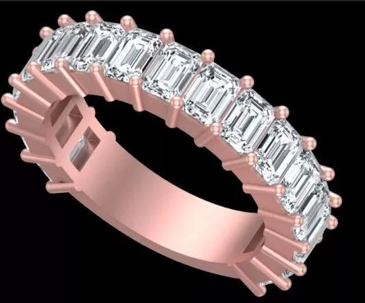 17 Stone Emerald Cut Diamond Three Quarter Eternity Band 3D print model