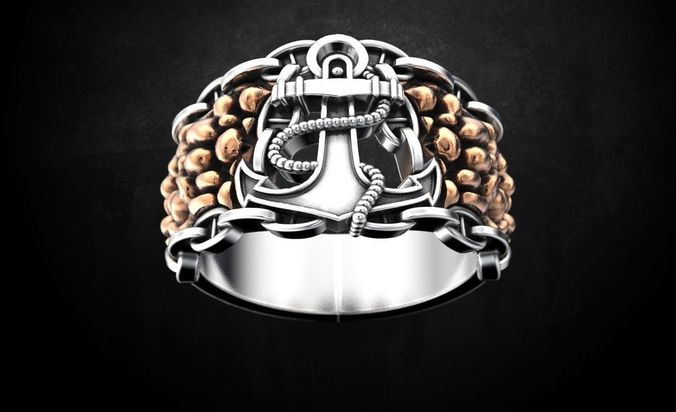 Male ring with an anchor 81 3D print model