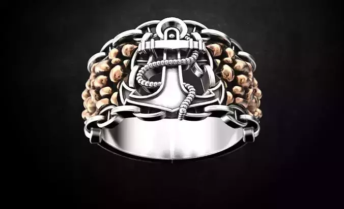 Male ring with an anchor 81 3D print model