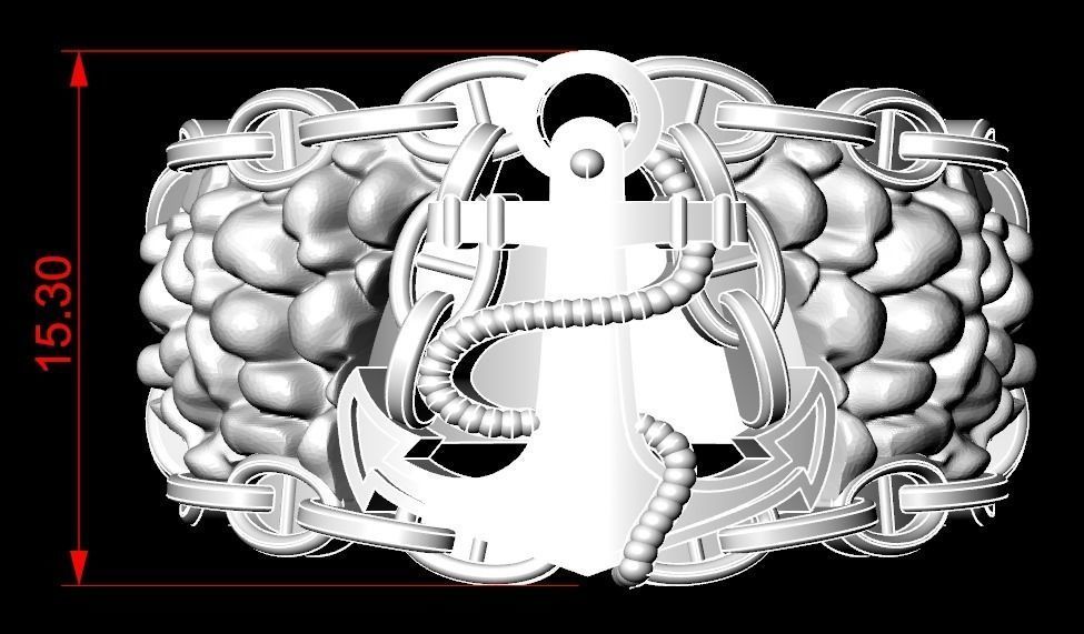 Male ring with an anchor 81 3D print model_12