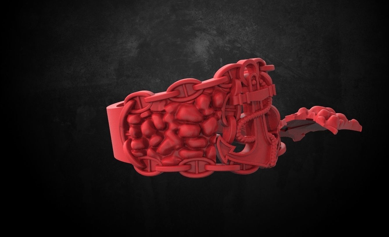 Male ring with an anchor 81 3D print model_10