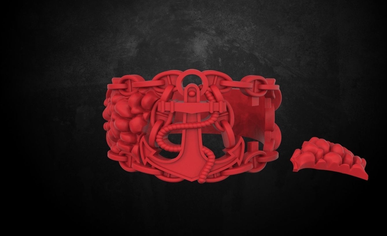 Male ring with an anchor 81 3D print model_9