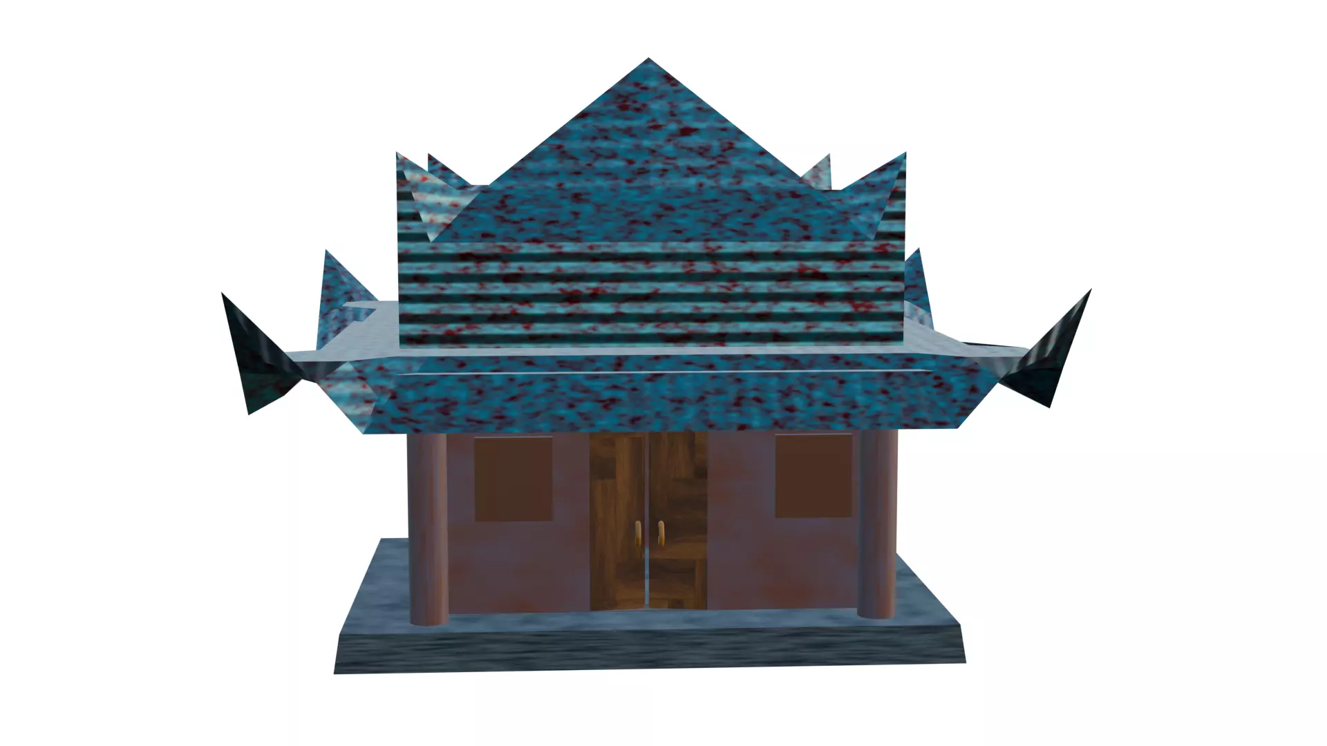 Low Poly Asian Wooden House 3D Model Free low-poly 3D model