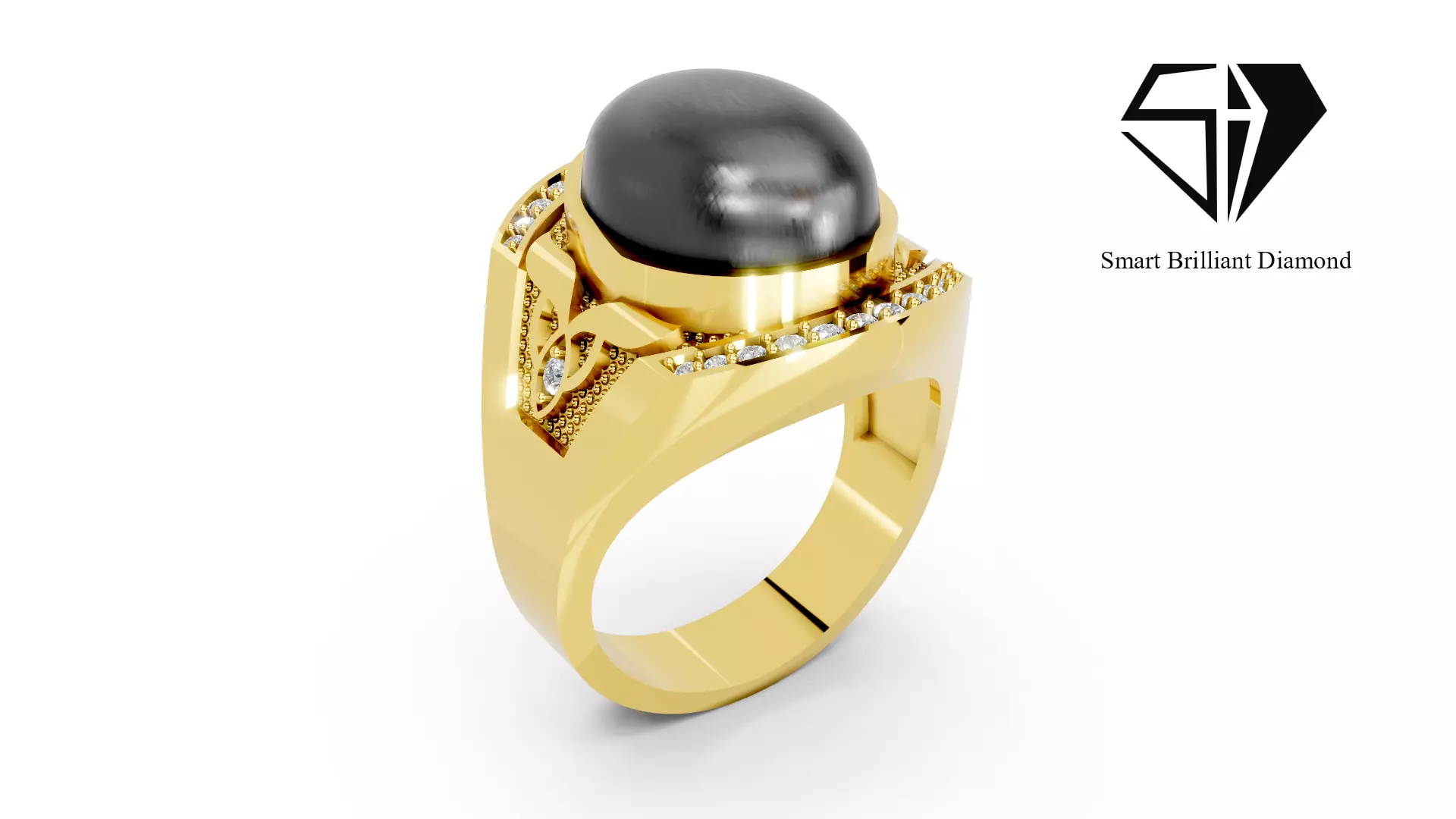 Luxury Black Onyx Diamond Gold Men Ring Jewelry 3D Model mr0402 3D print model