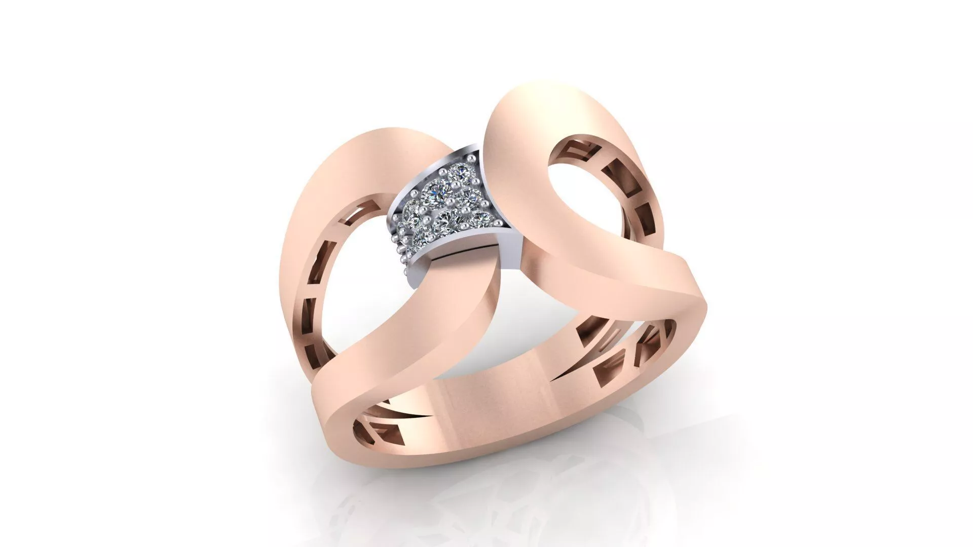 Elegant Two Tone Knot Diamond Ring 3D Print Model 3D print model