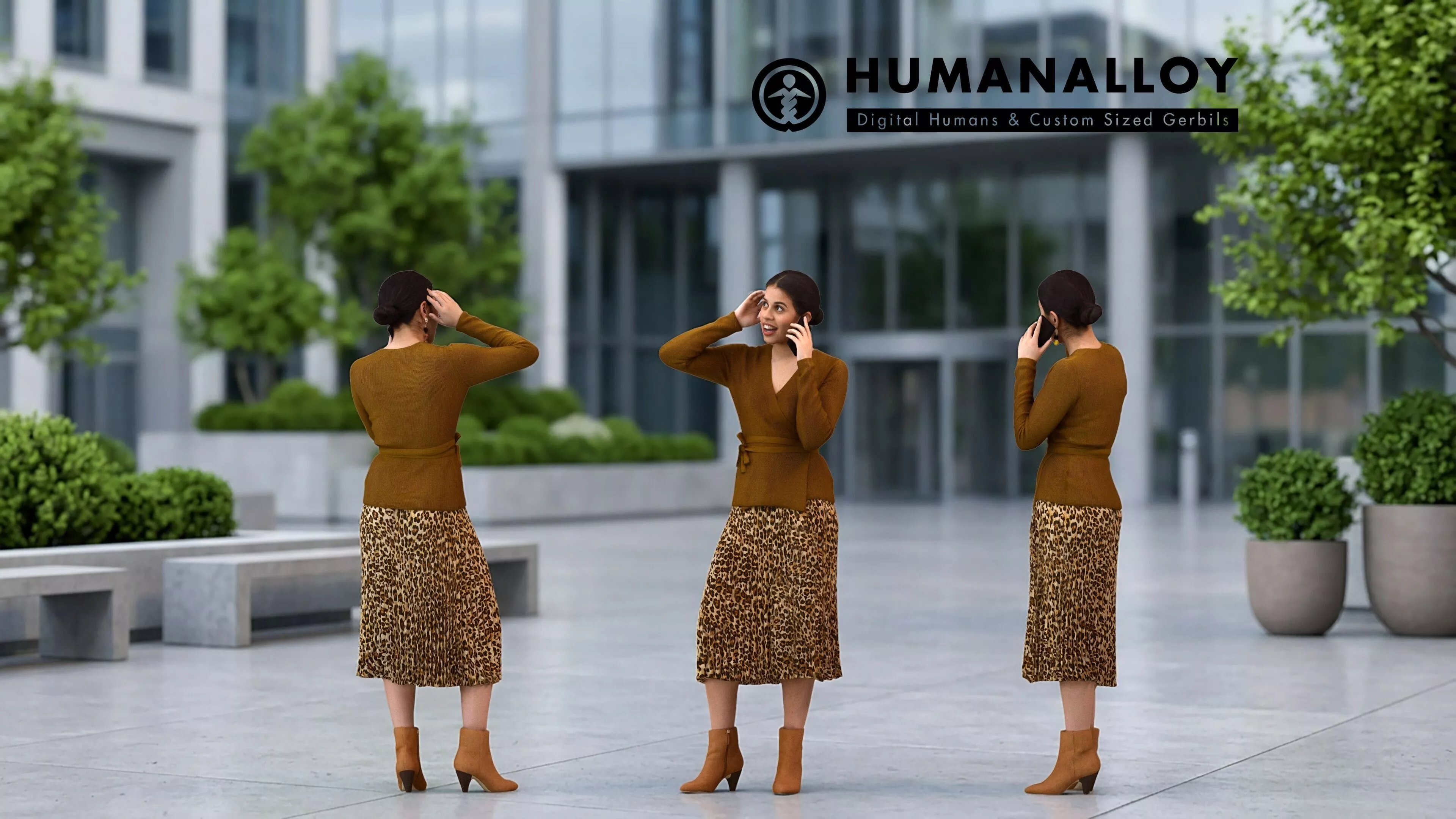 Adult Latino woman making phone call in casual transitional 3D model