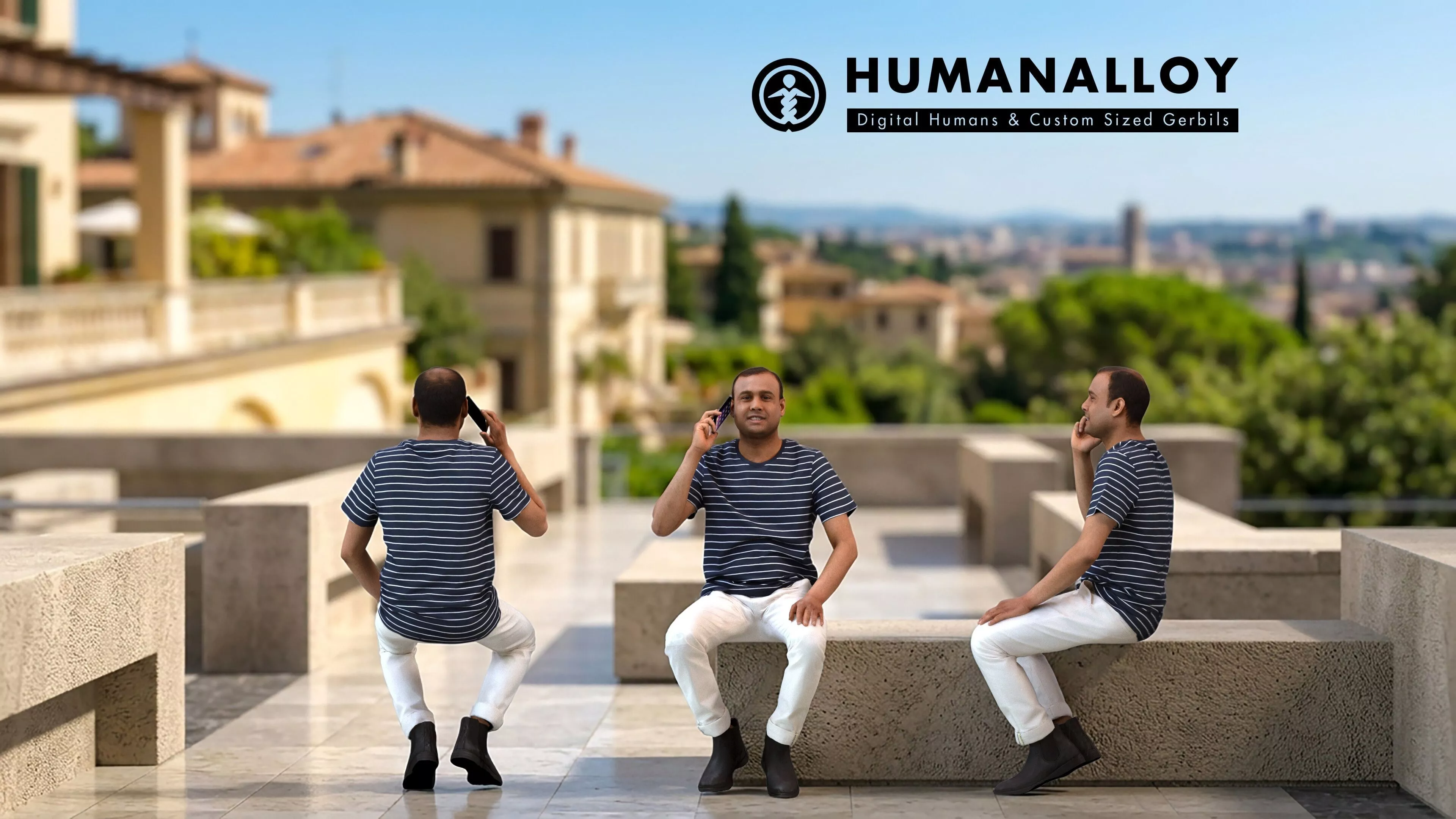 Adult Indian male calling on smartphone in casual summer attire 3D model