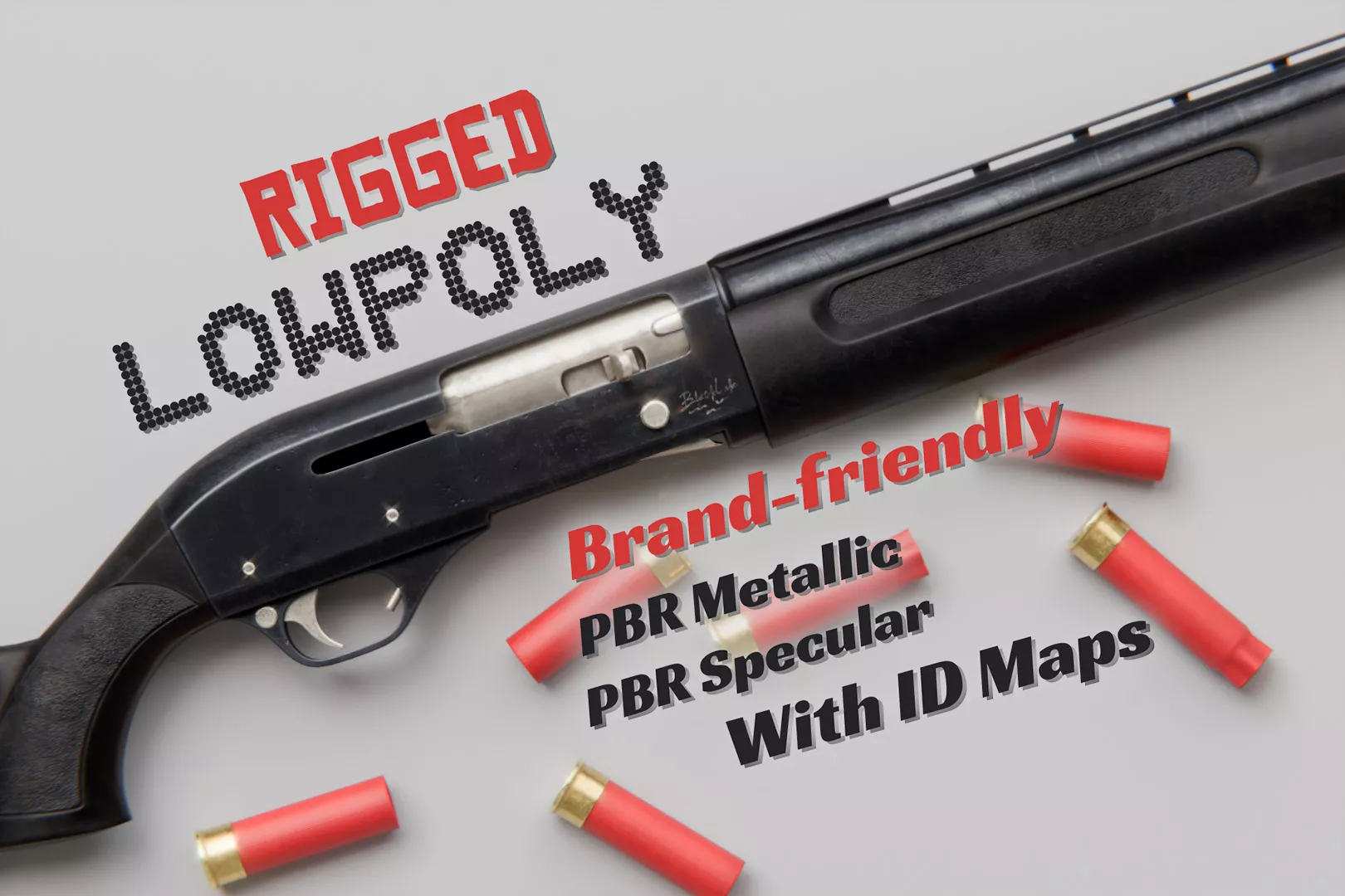 Semi-Auto Shotgun Black Lake 153 - Polymer Low-poly 3D model
