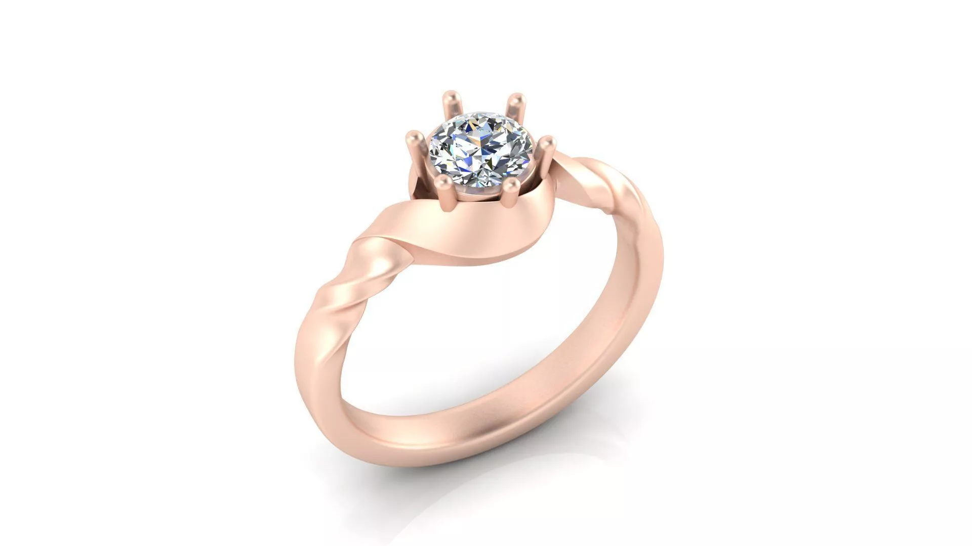 Twisted Rope Swirl Solitaire Diamond Ring Print Model Jewelry 3D print model