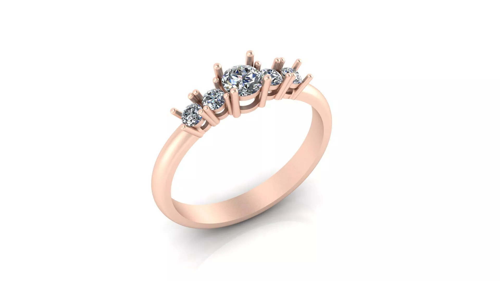 Five Stone Graduated Round Diamond Ring Print Model Jewelry CAD 3D print model