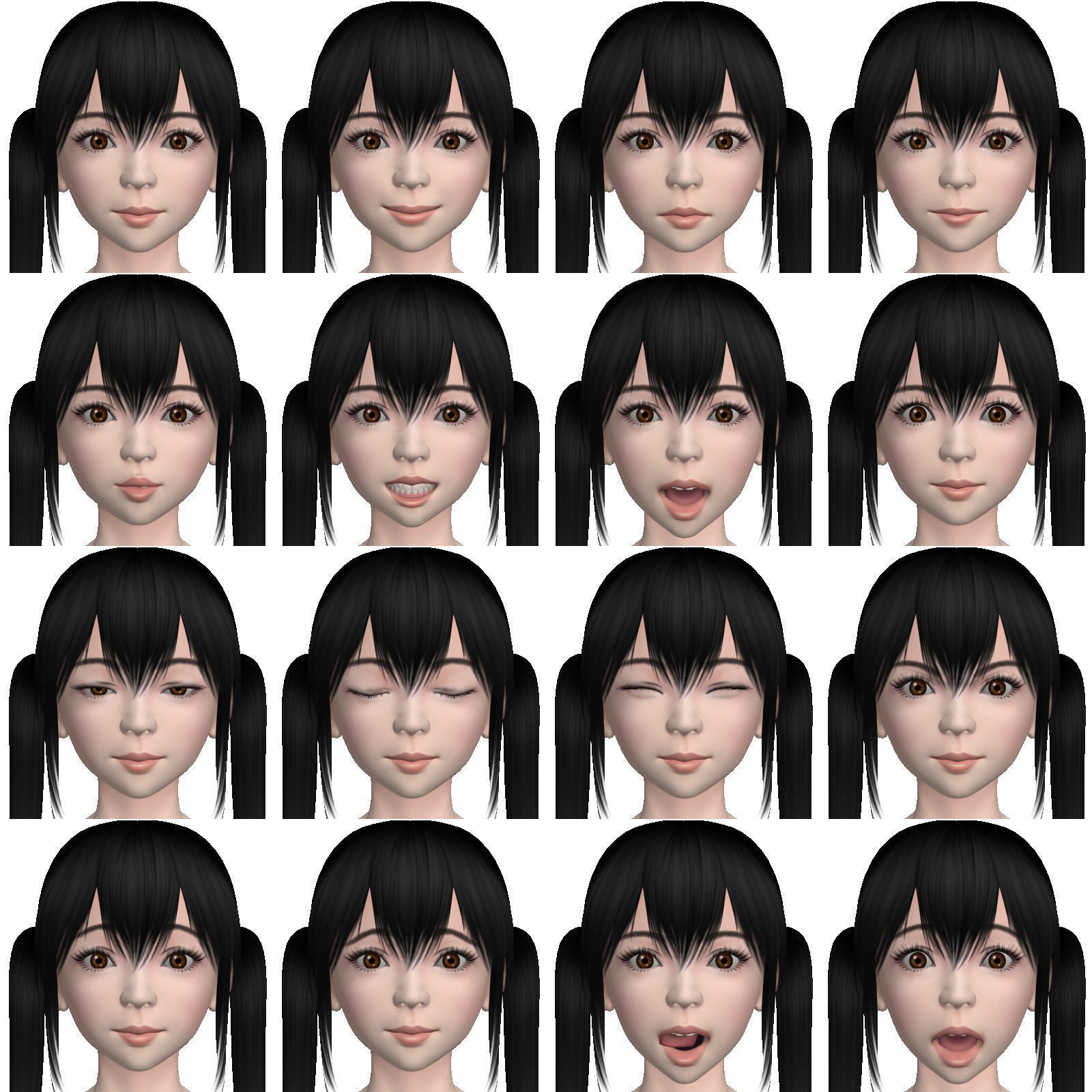 T pose rigged model of Azusa with various outfit 3D model_4