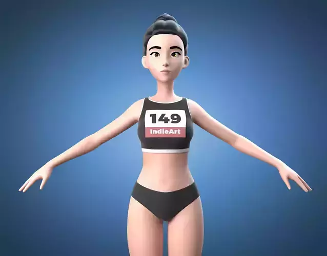 Cartoon Sport Girl with modular clothing 3D model