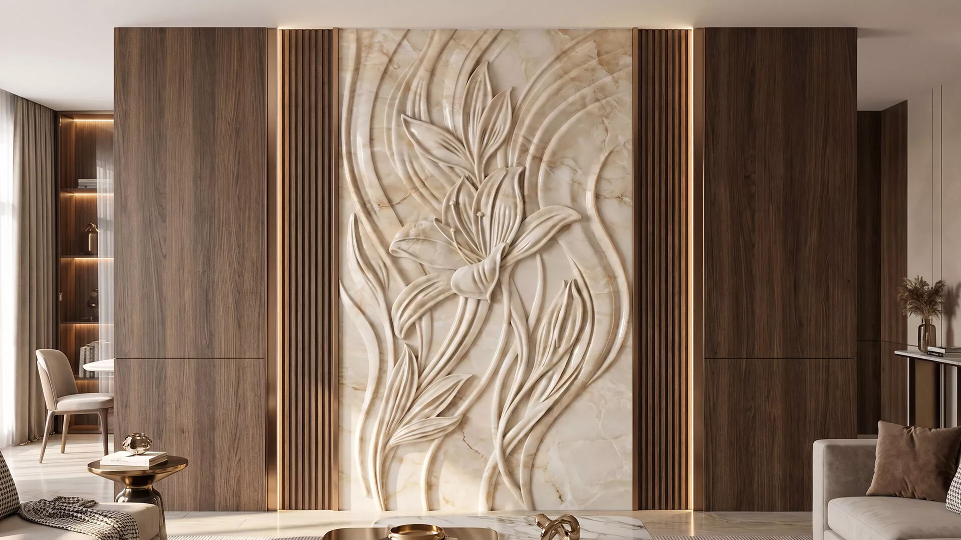 legant Blooming Lily Relief 3D Feature Wall Model G55AG 3D model