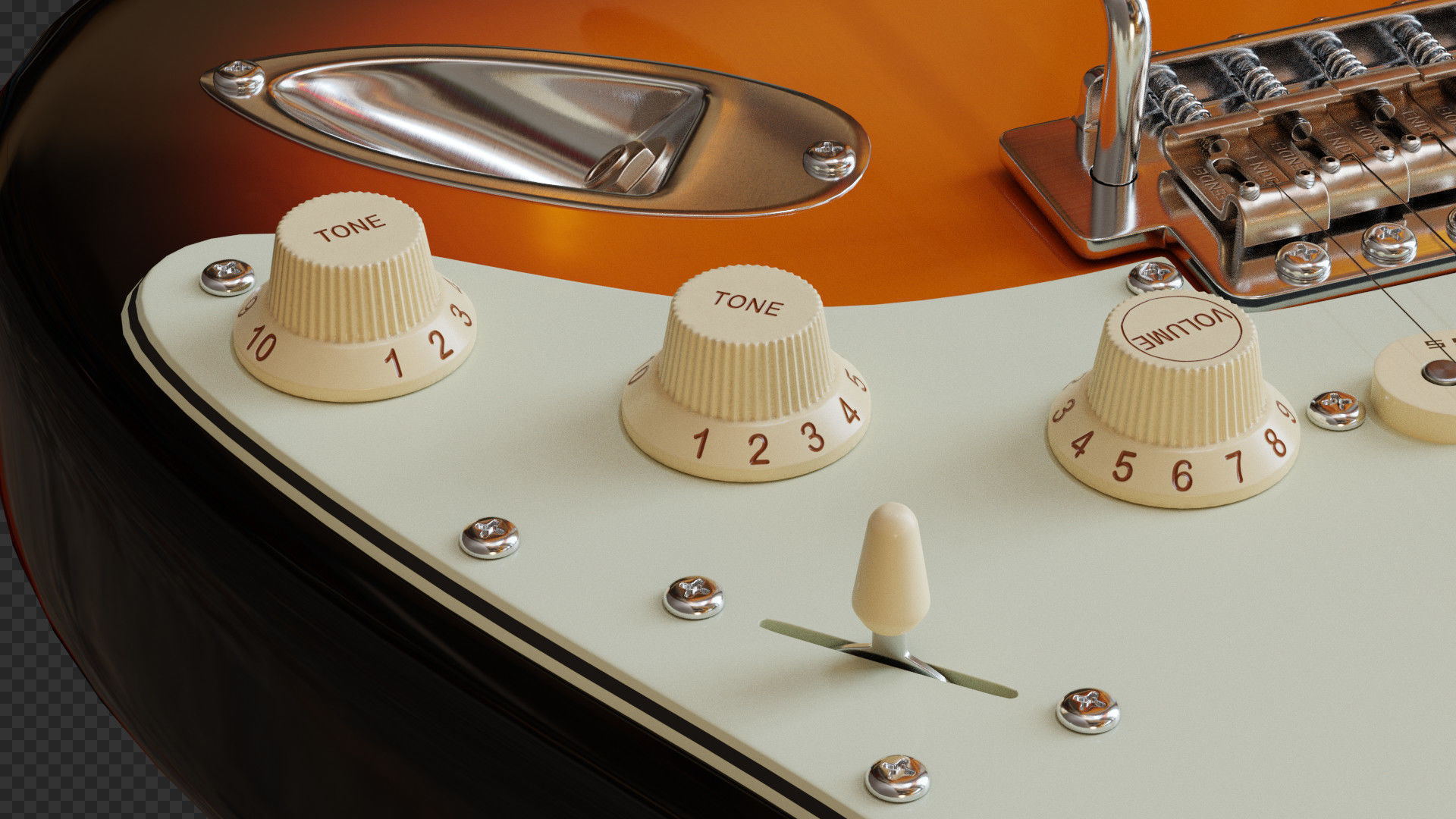 Fender Stratocaster Electric Guitar 3D model_5