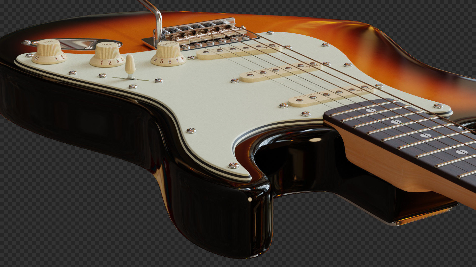 Fender Stratocaster Electric Guitar 3D model_7
