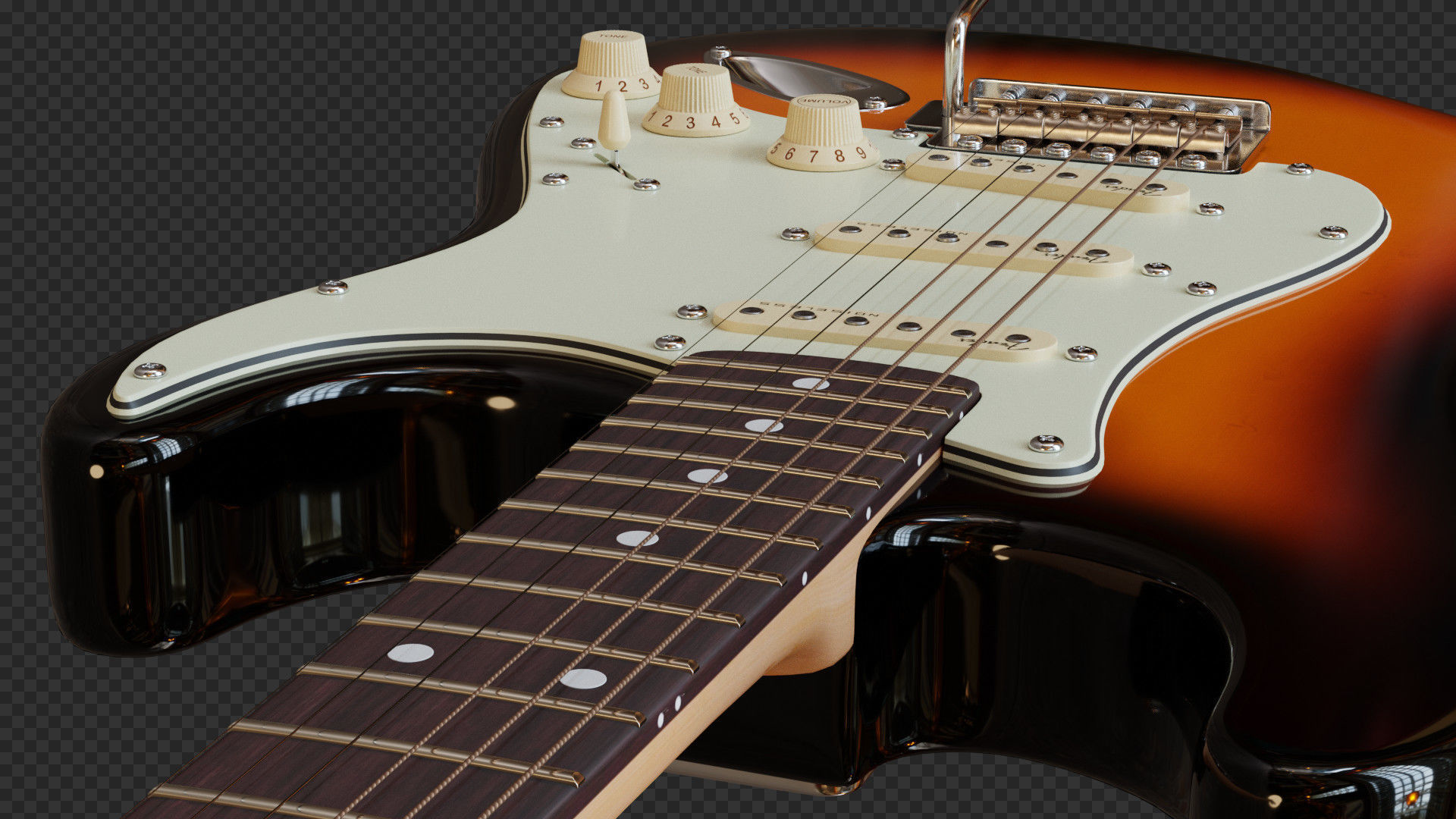 Fender Stratocaster Electric Guitar 3D model_6
