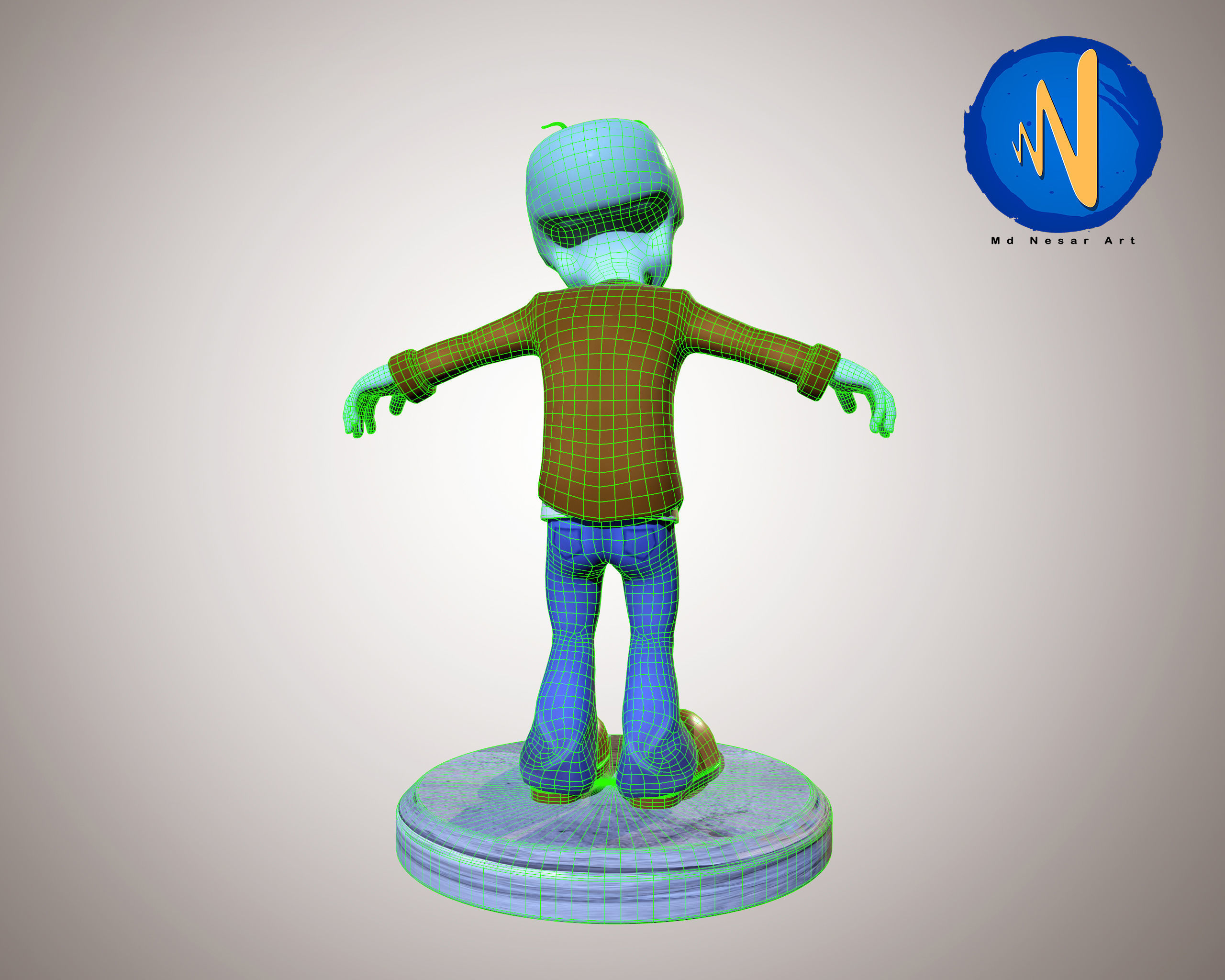 Stylized Zombie Character Rigged Animated Low-poly 3D model_5