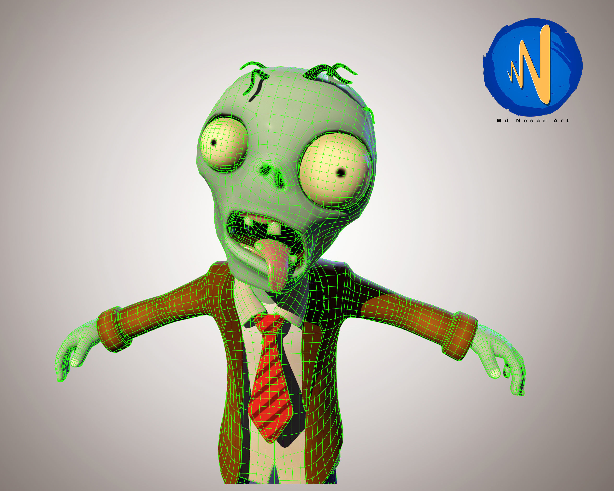 Stylized Zombie Character Rigged Animated Low-poly 3D model_8