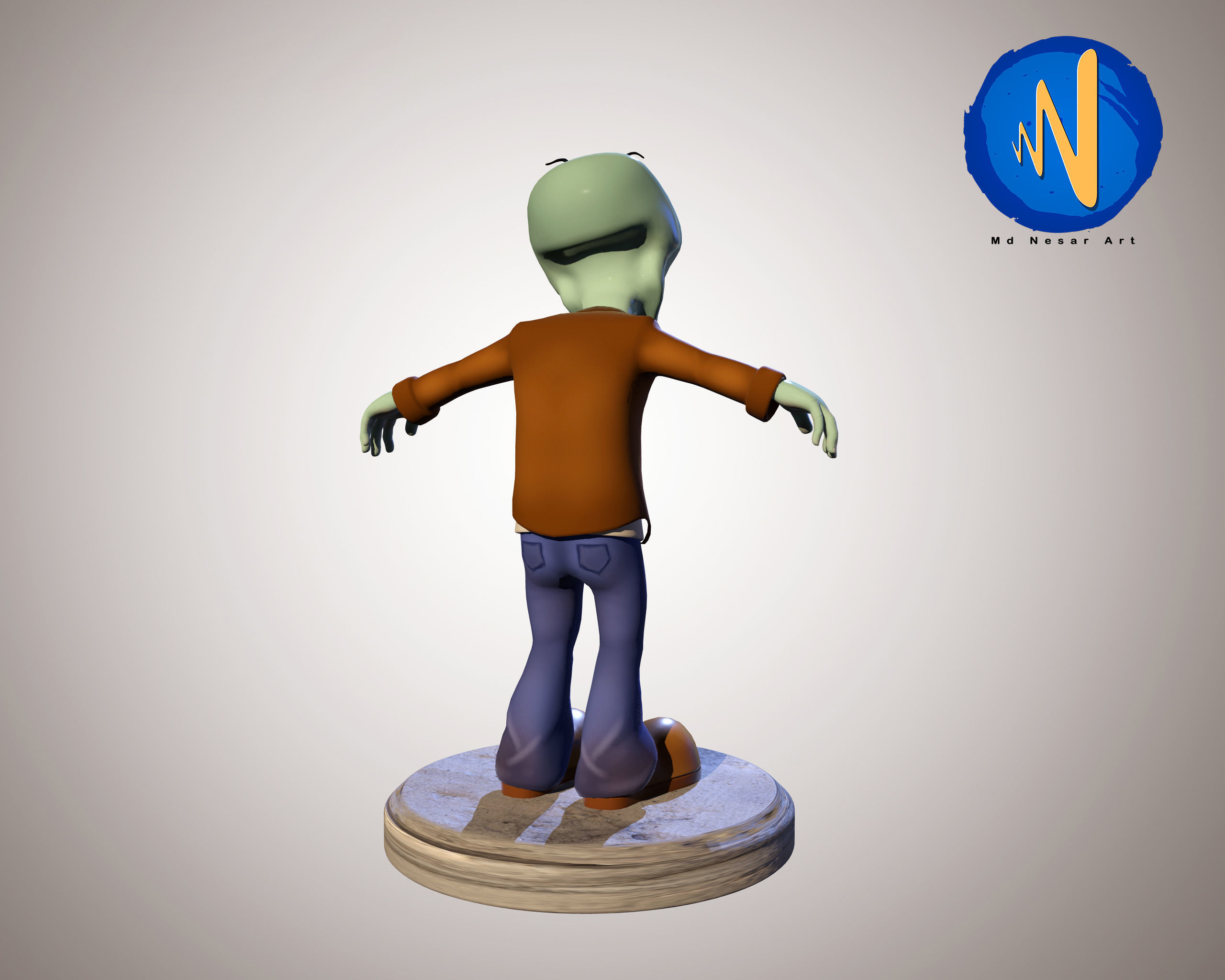 Stylized Zombie Character Rigged Animated Low-poly 3D model_6