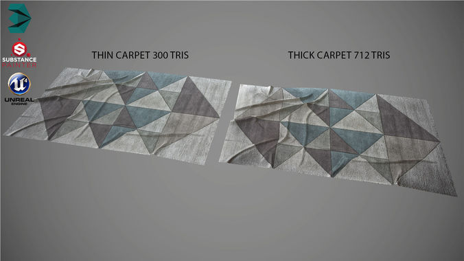 Low poly carpet 1 PBR rug with triangles Low-poly 3D model