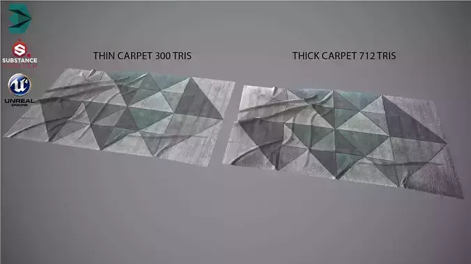 Low poly carpet 1 PBR rug with triangles Low-poly 3D model