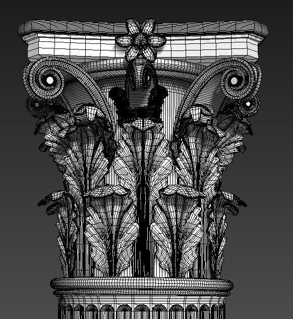 Classic column Corinthian high poly 3D model_7