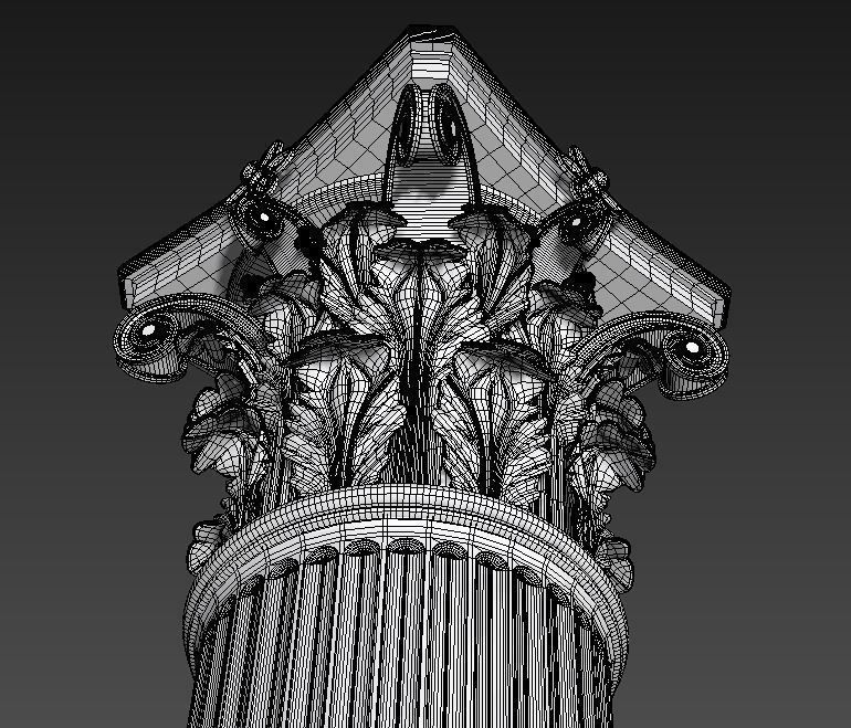Classic column Corinthian high poly 3D model_9