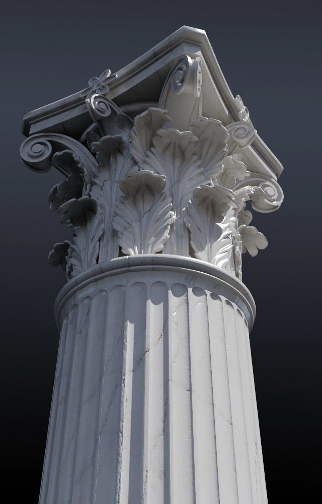 Classic column Corinthian high poly 3D model_3