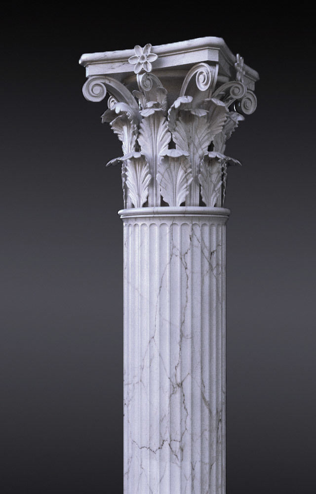 Classic column Corinthian high poly 3D model_1