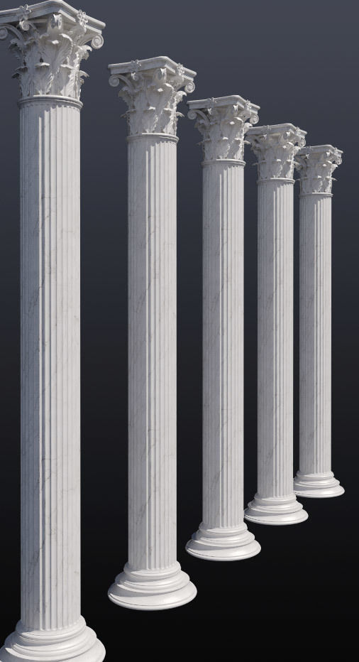 Classic column Corinthian high poly 3D model_11