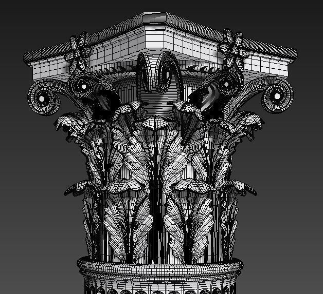 Classic column Corinthian high poly 3D model_8
