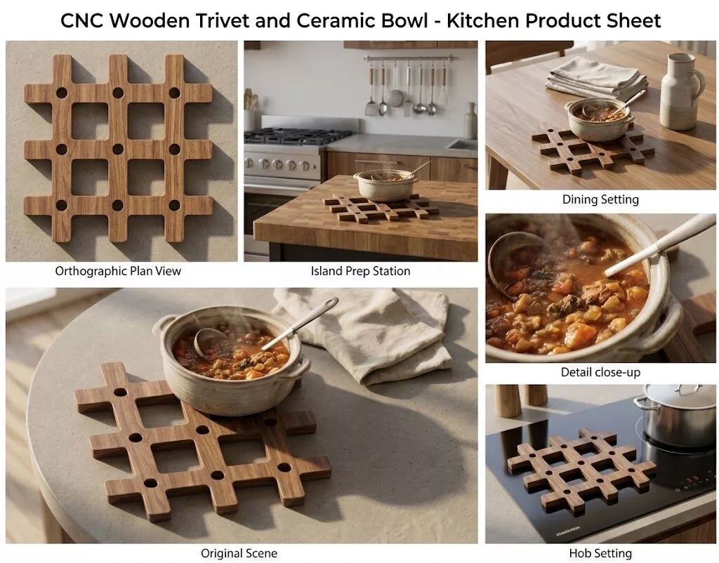 CNC Wooden Kitchen Hot Dish Holder Laser Cut CNC Router Free 3D print model