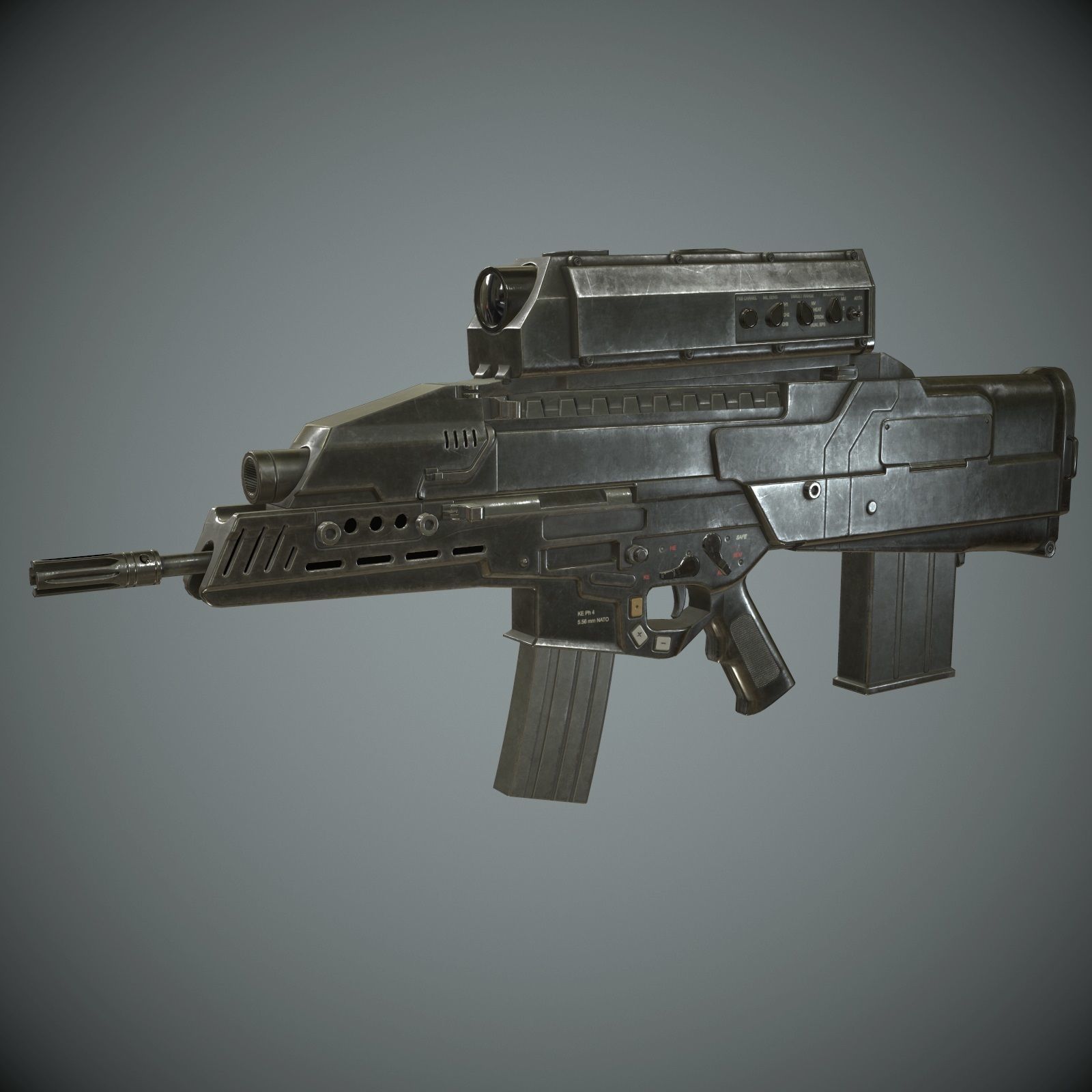 XM29 OICW Low-poly 3D model_2