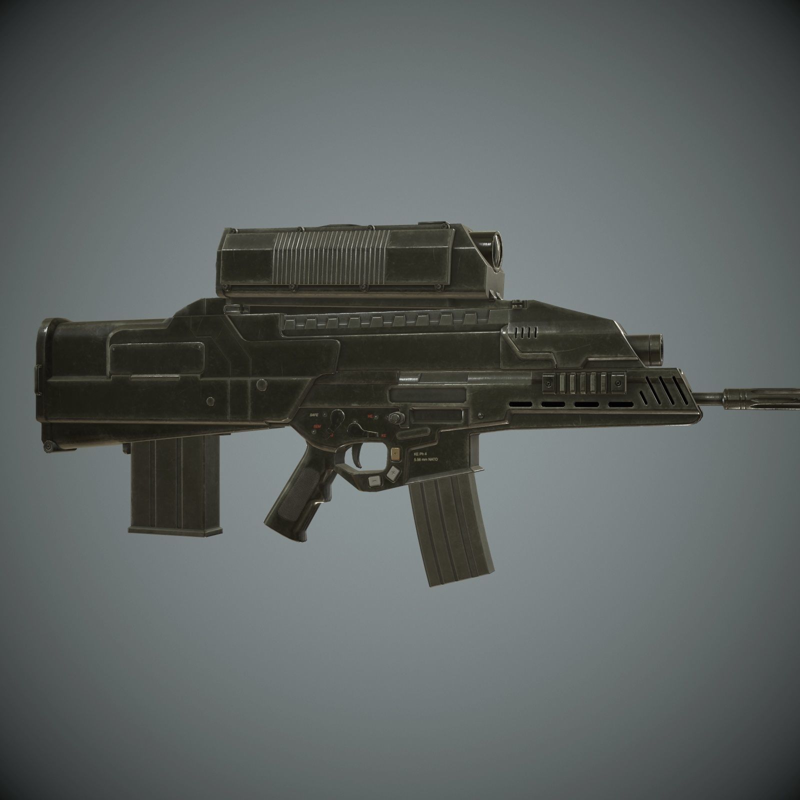 XM29 OICW Low-poly 3D model_3