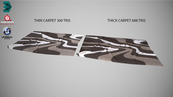 Low Poly Carpet 2 PBR zebra scarf Low-poly 3D model