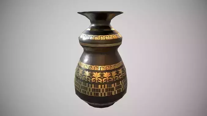 Low Poly Vase Black n Gold PBR 