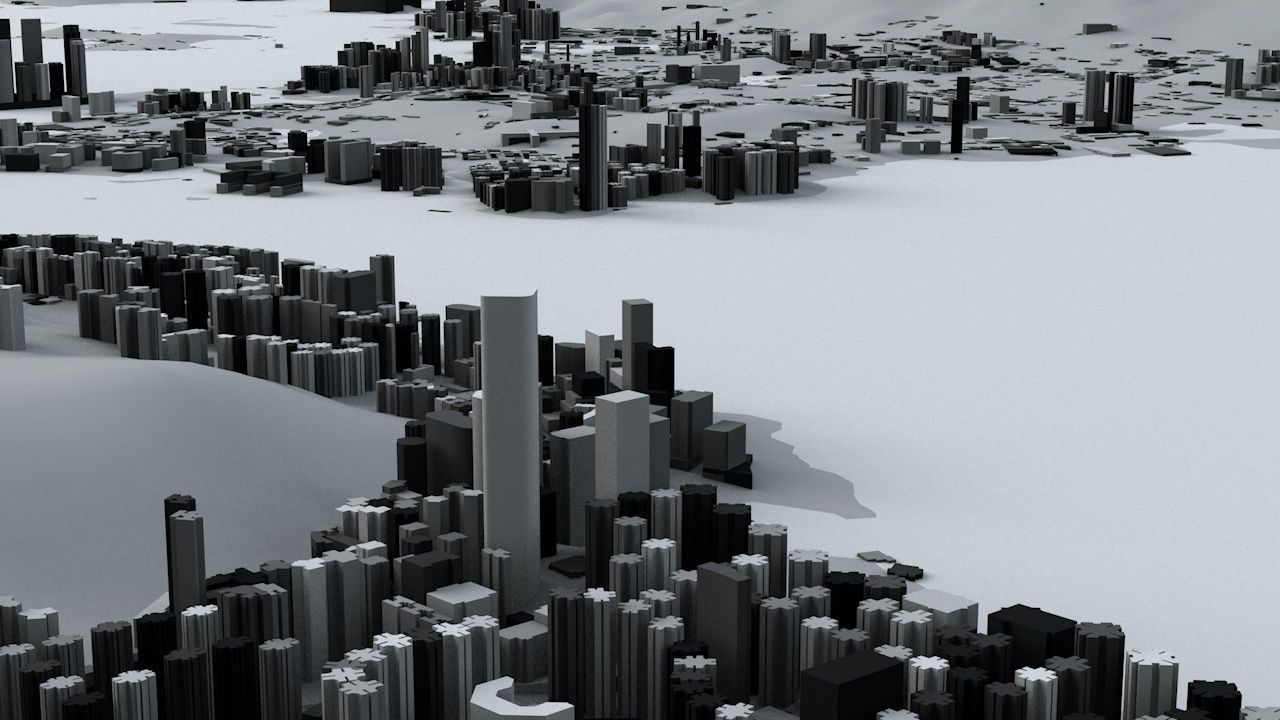 Hong Kong Districts Streets and Buildings with Terrain 3D model_8