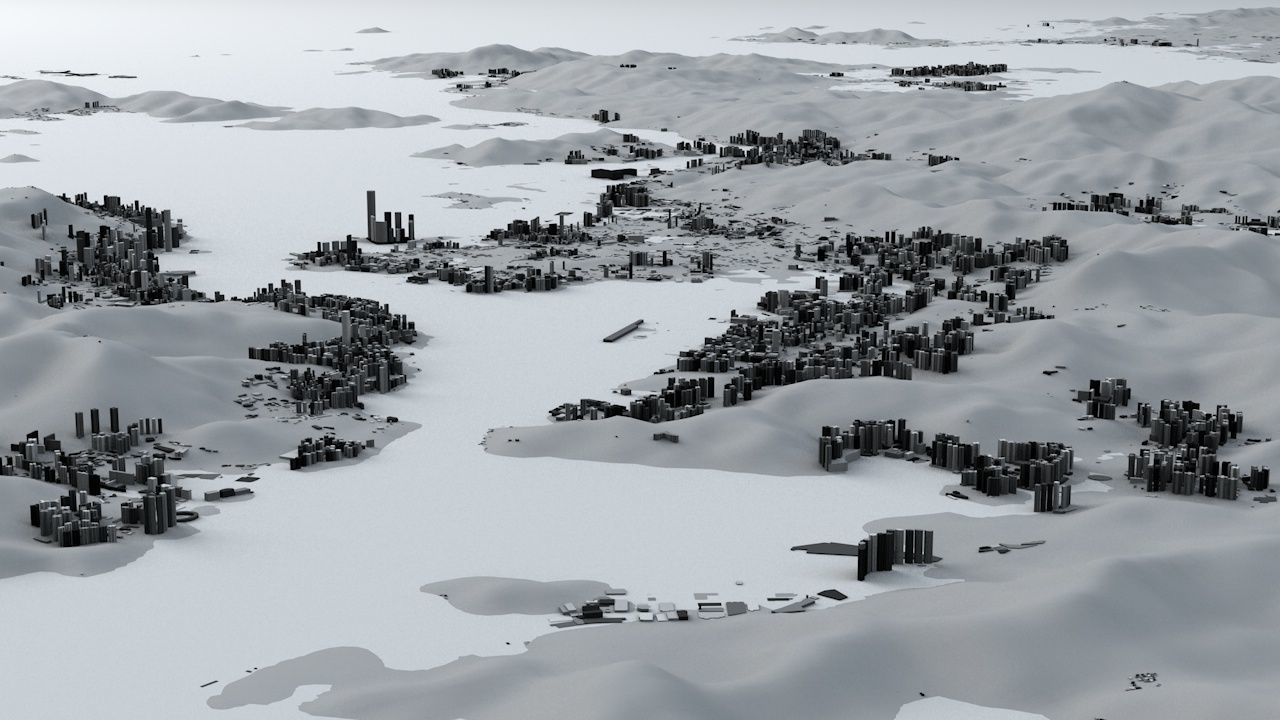 Hong Kong Districts Streets and Buildings with Terrain 3D model_6