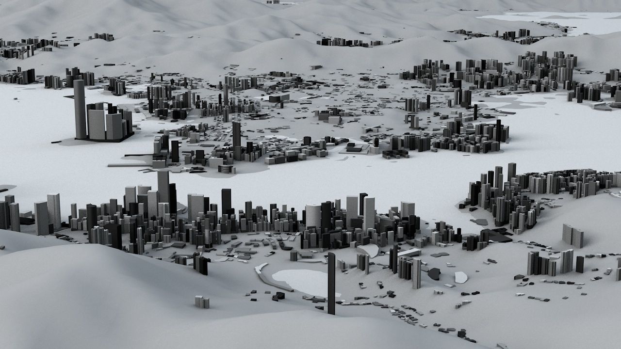 Hong Kong Districts Streets and Buildings with Terrain 3D model_2