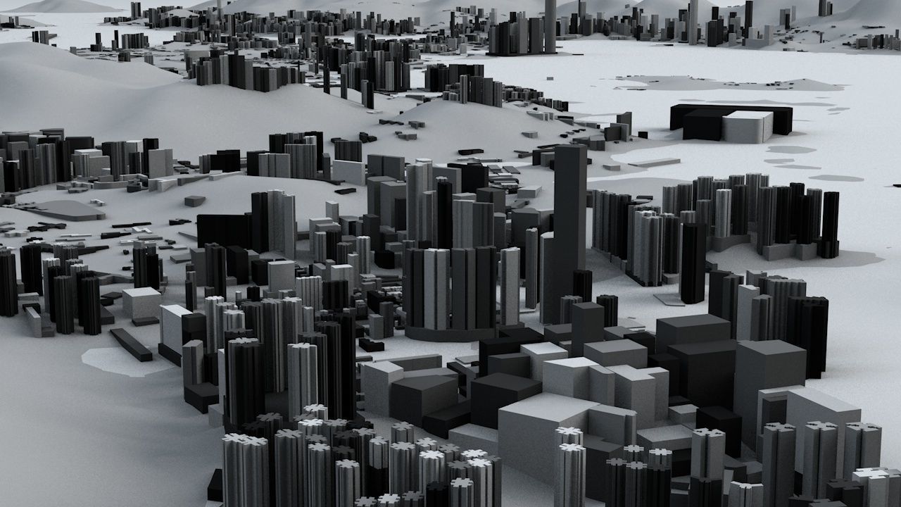 Hong Kong Districts Streets and Buildings with Terrain 3D model_4