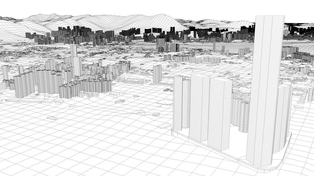 Hong Kong Districts Streets and Buildings with Terrain 3D model_13