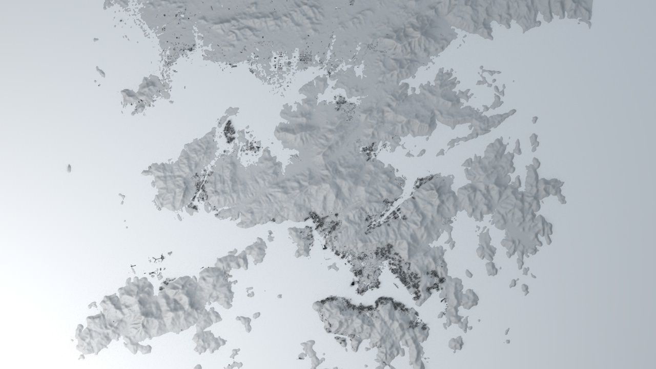 Hong Kong Districts Streets and Buildings with Terrain 3D model_7