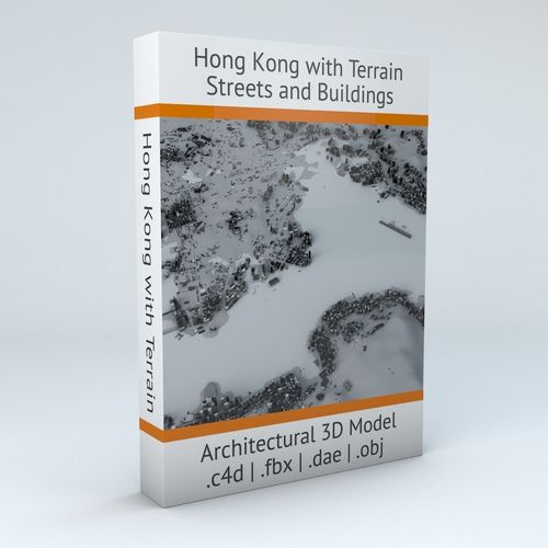 Hong Kong Districts Streets and Buildings with Terrain 3D model