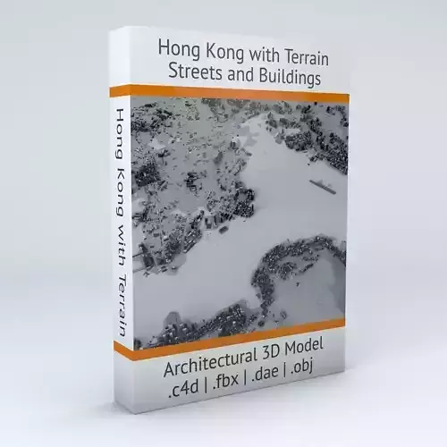 Hong Kong Districts Streets and Buildings with Terrain 3D model